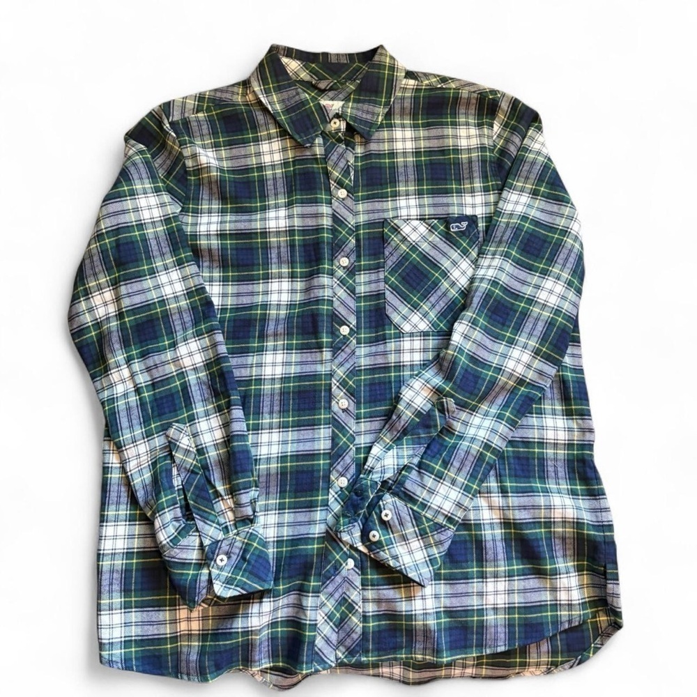 Vineyard Vines Blue and Green Checkered Shirt